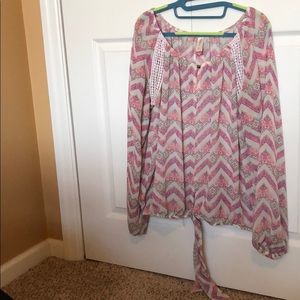 No Boundaries XXL long sleeve sheer blouse